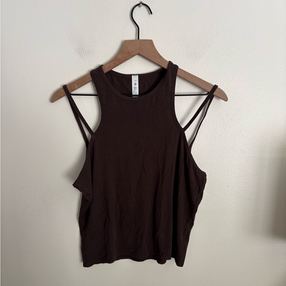 lululemon athletica Dark Brown Double Strap Workout Tank Top womens size 10 EUC